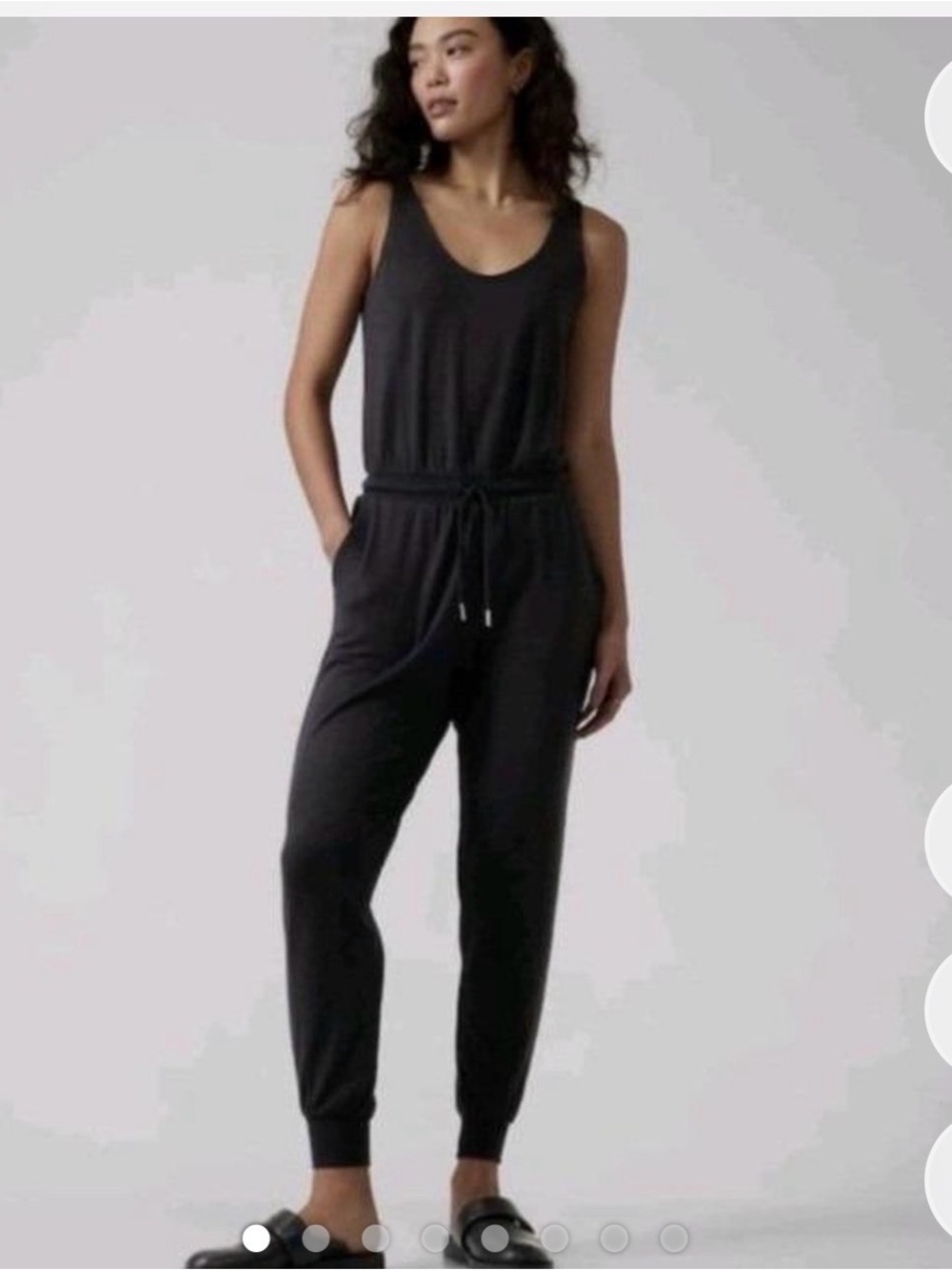 Athleta Black Sleeveless Drawstring Waist Jumpsuit - Slim Jogger Style